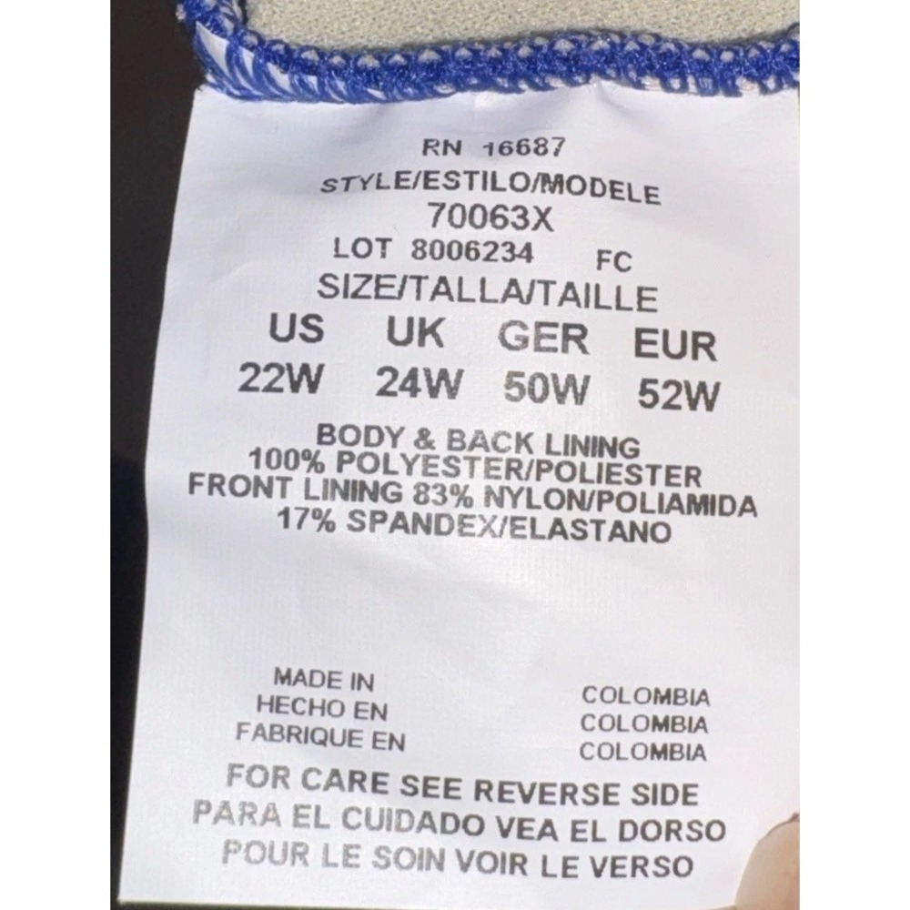 ROYAL BLUE PLUS SZ 22W SHIRRED CRINKLE SWIMSUIT BATHING GIRL LEG WOMENS NEW - Picture 6 of 6